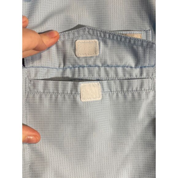 Habit 40+ Men's Solar Factor Short Sleeve Button Up Shirt Size M Light Blue - Picture 5 of 12